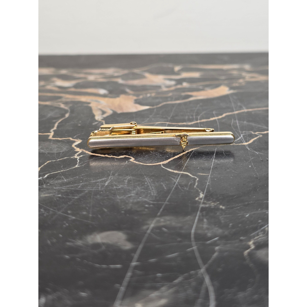VTG Two-Tone Caduceus Tie Clip - Gold Silver Minimalist Professional